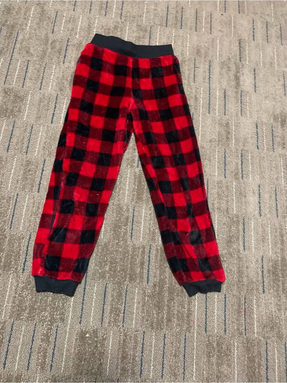 Holiday #FamJams Kids Medium 8 Buffalo Plaid Fleece Pajama Pants Red Black